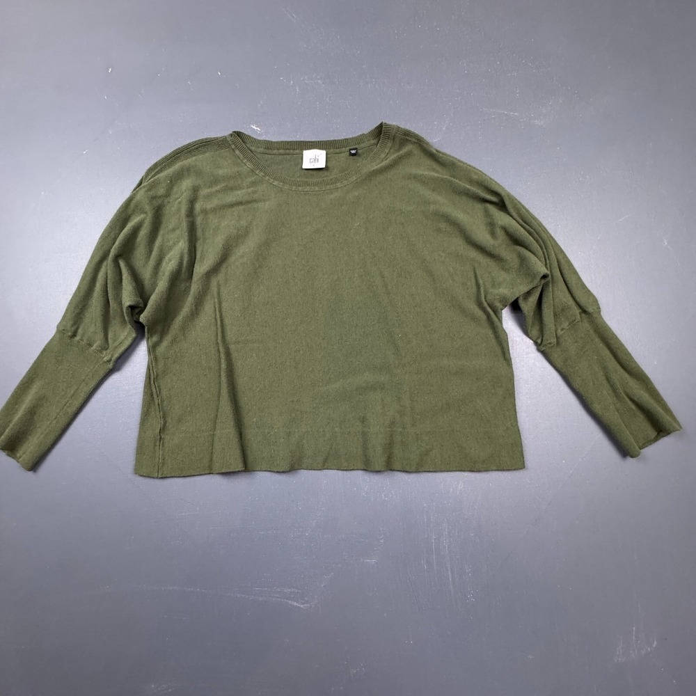 Cabi Women's Large Green Knit Sweater Crew Neck Long Sleeve Soft Casual Pullover